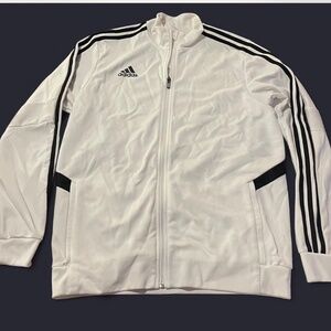 Adidas men’s White Track Jacket Zip Up Athleisure L workout